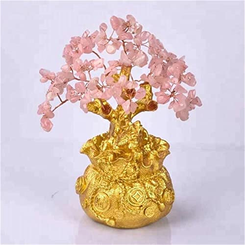 ESBANT Crystal Gift Collection Hand Money Tree Crystal Crafts CrystalsStones Amethyst Crystal Tree zur Dekoration NaturalReiki Dekoration Haushalt (Color : Rose Quartz, Size : Approx 18cm)