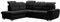 DomiMeble Ecksofa Lotta 258 x 212 x 108 cm - modernes Sofa, bequem mit hochelastischem Schaumstoff, mit Bettkasten, mit Schlaffunktion, angenehm anzufassendes Veloursmaterial (Linke Seite, Schwarz)