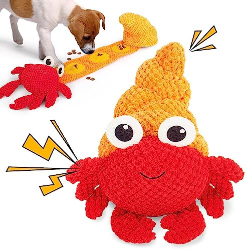 AWOOF Hundespielzeug, Interaktives Quietschende Hundespielzeug für kleine mittlere Hunde, Schnüffelspielzeug Einsiedler Krabbenform Puppy Puzzle Spielzeug für Langeweile und Stimulierung
