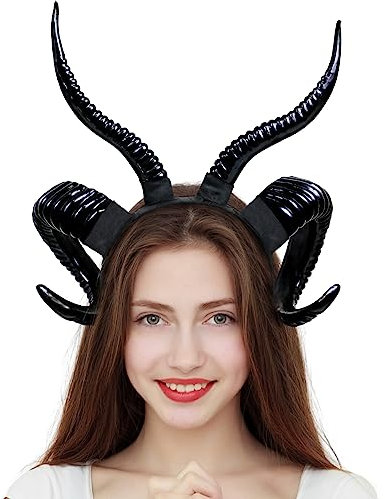 Orgoue Teufelshörnern Haarreif, Dämon Hörner Kopfschmuck Schaf Horn Stirnband Accessoire für Frauen Erwachsene Kinder für Halloween Karneval Kostüme Fotos Requisiten (4Horns)