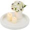 Hanobe Plateau Decoratif Rond Bois: Petit Blanc Plateaux Decor pour Table Basse Perles Chic Mini Service Plateau Moderne Deco pour Repas Canapé Cuisine, 30cm