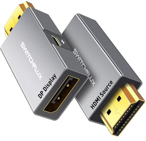 SWITCHFLUX HDMI to DisplayPort Adapter 4K@60Hz,Unidirectional-1Pack | HDMI PC to DP Screen Converter,Aluminium Male to Female Adapter Compatible with Desktop, Graphics Card, Laptop and More