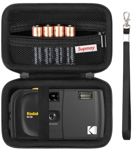 Supmay Hard Travel Case for Kodak F9/1 Shot/Ilford/Corex Reusable Ultra 35mm Film Camera, Protective Storage Carrying Case with Zipper Mesh Pocket for Battery, Film, USB Cable, Black