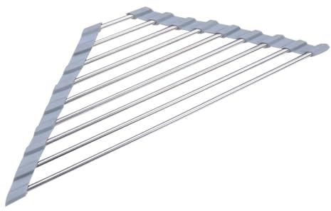 Worparsen Triangles - Escurridor de platos enrollable plegable de acero inoxidable sobre el fregadero, organizador para ahorrar espacio, escurridor de esquina para fregadero de cocina, estante de