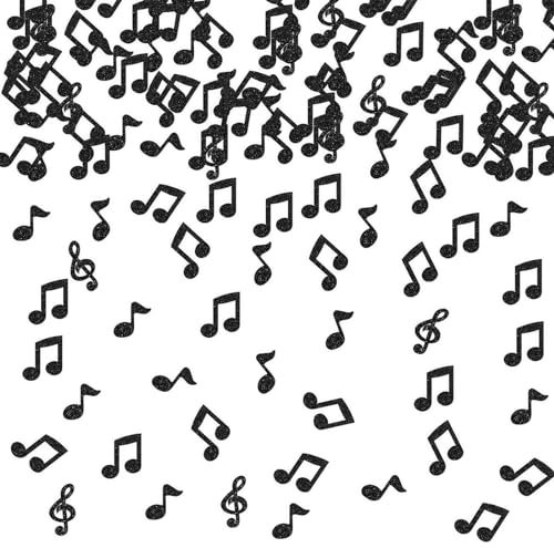 VIKY® 150 Stück Notenschlüssel Deko Konfetti, Musiknoten Streudeko Geburtstag, Tisch Deko Schwarz Confetti Dekoration, Musiknote Confetti für Babyshower, Abschluss, Musik Party, Hochzeit, Geburtstag