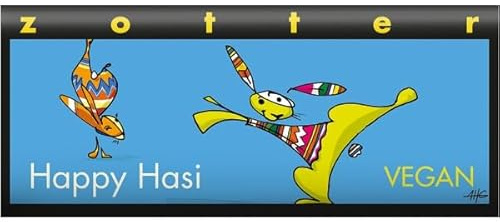 Zotter Dunkle Schokolade Happy Hasi mit Zitronen-Marzipan & Mandelnougat, handgeschöpft (70 g) - B