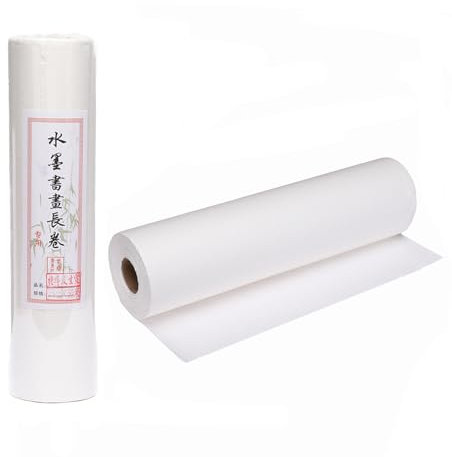 MEGREZ Xuan-Papier, dickes Kalligraphie-Papier, Sumi-Papier zum Üben von Chinesisch, Japanisch, 35 cm x 50 m, halb rohes reifes Xuan-Papier, Weiß