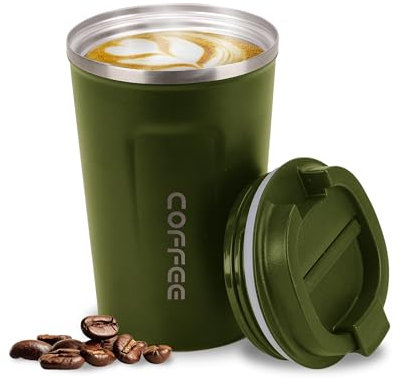 Smarthers Termo Café o Te - Taza Termo Cafe para Llevar, Vaso Termico con Mantenimiento de Frío y Calor 4-6 Hrs, Taza Térmica de Acero Inoxidable BPA Free, Vaso Café para Llevar