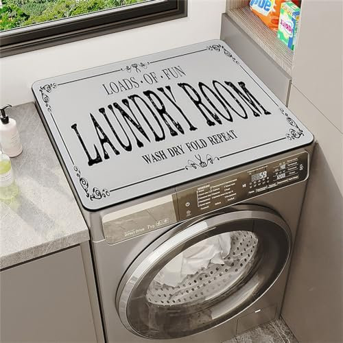 Treer Tappetino per Lavatrice Antiscivolo Assorbente, Copertura Lavatrice Morbido e Ritagliabile, Tappetino Protezione Superiore per Lavatrice e Asciugatrice, Frigorifero (Grigio Chiaro,50x60cm)