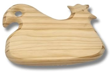 3 PAGEN® Holzbrett mit Tiermotiv Huhn, Frühstücksbrett mit Eierhalter, Schneidebrett aus Buchen-Holz, 1 Stück, 26 x 18,5 x 1 cm