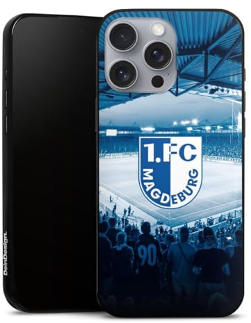 Slim Case extra dünn kompatibel mit Apple iPhone 16 Pro Max Silikon Handyhülle schwarz Hülle 1. FC Magdeburg Stadion 1. FCM