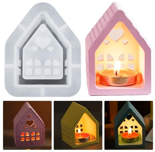 Moule en silicone pour maison, bougeoir, moule en silicone, moule 3D, moule de Noël, pour bricolage, bricolage, plâtre, bougies