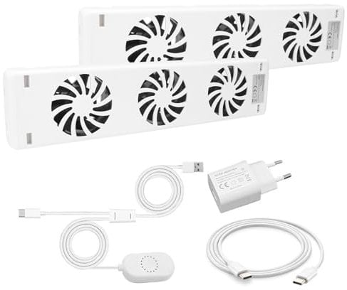 APODESS 2SET Heizkörper Ventilator Heizkörperventilator Geräuscharm 18dB Heizungslüfter Bis zu 30% Energie Einsparen Heizkörperverstärker Energieeffizienter Heizgebläse für Heizungen Konvektor