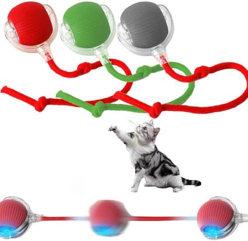 Anyingkai 3 Stück Interaktives Katzenspielzeug Katzenball mit LED Licht,Katzenspielzeug Elektrisch Katzenball,Powerball Katze Wiederaufladbares,Interaktiver Spielball für Katzen