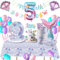 Décoration Anniversaire Sirène 5 Ans, Décorations Anniversaire Fille, Sirène Vaisselle de Fête Assiette 5 Ans, Anniversaire Sirène Ballon, Baby Shower, 16 Invités
