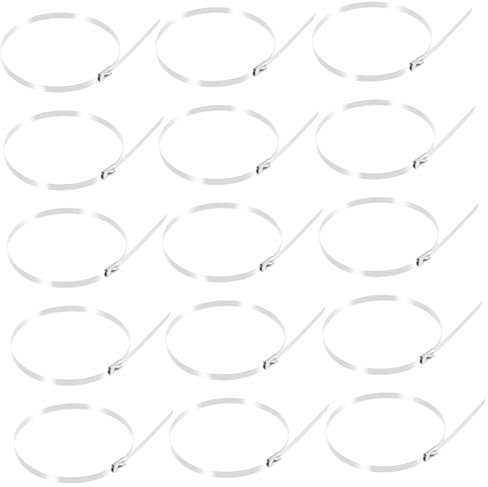 GARVALON 100pcs Outdoor Metal Zip Ties for Chain Link Fencing Stainless Steel Ties