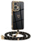 Mkej Coque pour Motorola Edge 50 Fusion avec Cordon, Coque avec Collier Motif Coeur d'amour Silicone Galvanisé Housse, Réglable Amovible de Cordon Case pour Motorola Edge 50 Fusion, Or Noir