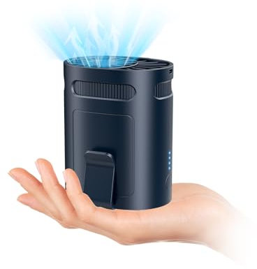 Ventilateur de Poche à la Taille,Mini Ventilateur Portable Rechargeable avec Pince,Personnel Cool Clip Ventilo pour Ceinture Tshirt Lombaire,Collier Ventilateurs Pour Camping Exterieur Voyage Bleu