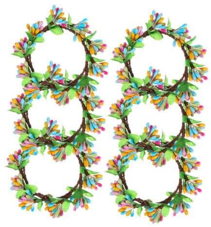 ULTECHNOVO 6piezas Anillo De Vela De Pascua Artificial De Bayas De Primavera Decoración De Centro De Mesa para Fiesta De Pascua Vegetación Forma De