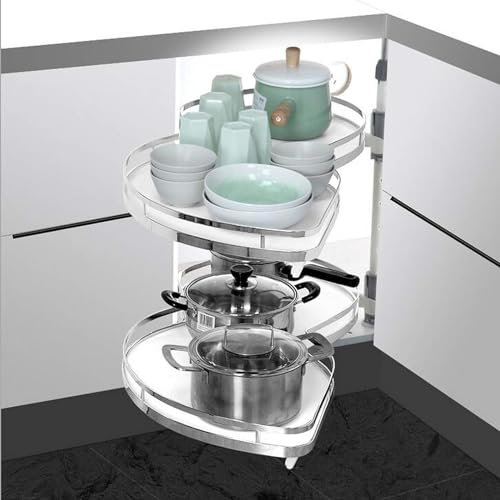Armario de cocina esquinero con fregadero de cascada, bandeja giratoria de 2 niveles, organizador extraíble para armarios de 900 mm, ideal para despensa, cocina, baño (abierto a la derecha)