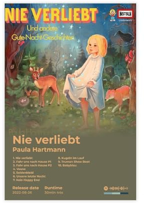 Paula Hartmann Kunstposter, Musikalbum, nie verliebt, Titelliste, stilvolle Sänger-Fans, Geschenk, Raumdekoration, Leinwand-Poster, Wandkunst, Dekordruck, Bild, Gemälde für Wohnzimmer, Schlafzimmer