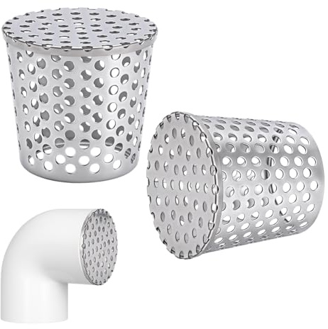 PH PandaHall 2 tapas de ventilación de PVC, 7,1 x 6 ~ 7,5 cm, malla de soldadura, colador, protección para canalón de fundición, filtro de desagüe de techo, protección de hojas