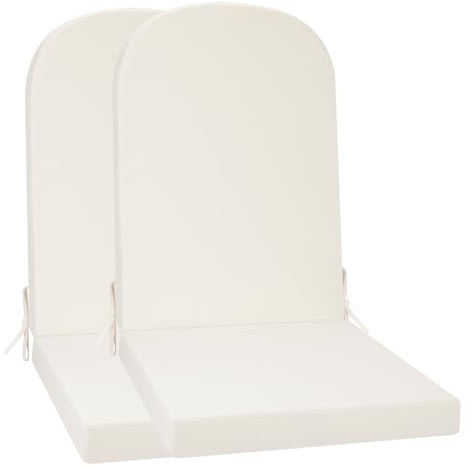PRIMEPATIO Hochlehner Auflage Gartenstuhl 120x50x6 2PC Creme | Schaumstoffgefülltes Sitzkissen mit Bändern für Gartenmöbel, Terrasse und Klappstühle, Weich und Wettergeeignet