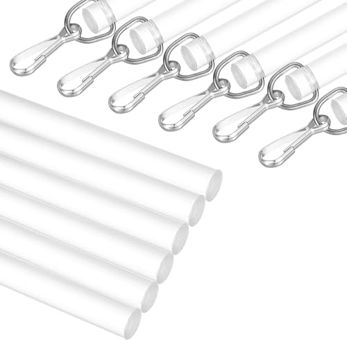 QUARKZMAN 6Pcs 17 Baguette À Rideau En Acrylique, Tige À Rideau Invisible Avec Crochet, Pièce De Remplacement Universelle Pour Rideaux Suspendus Haute Ouverture-Fermeture, Transparent