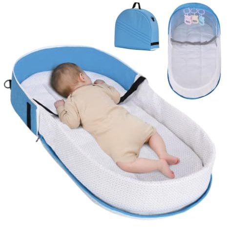 Barnresesäng En Andningsbar, Hopfällbar Och Lättviktig Sovbädd | Babynest-resesäng Passar för sängkanten, tupplurar, golvet, dagis, soffan, campingen, flygplanet, bilen och