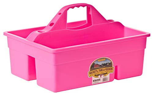 Little Giant® Plastic DuraTote | Horse Grooming DuraTote | Durable Tote Box Organizer with Easy Grip Handle | Extra Thick Sidewalls | Hot Pink