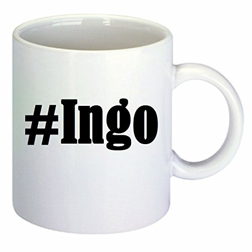 Kaffeetasse #Ingo Hashtag Raute Keramik Höhe 9,5cm ? 8cm in Weiß