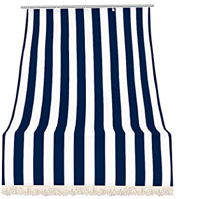 IlGruppone Tenda da Sole Tessuto Resistente per Esterno, Terrazzo, con Anelli Lavabile Frange Pizzo, da Balcone - Blu - 140x300 cm
