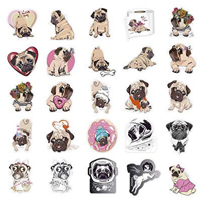 Sunnywall Sticker Mops Pug Aufkleber Set Größe A4