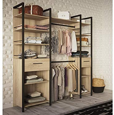 möbelando Kleiderschrank Schranksystem Schlafzimmerschrank Regal Schrank Roseville I