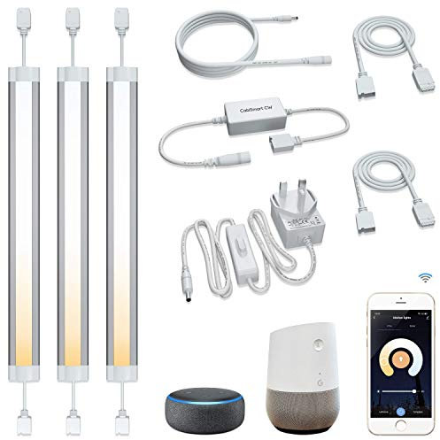 Smart LED Under Cabinet Lights Work with Alexa Siri Echo Google, Under Cabinet Lighting Warm to Cool White Strip, App or Voice Control 3 Lights Bar Kit for Kitchen Unit Light, Shelf, Counter Cupboard