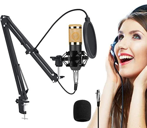 BM800 Condenser Microphone Microphone Streaming Gaming Microphone Condenser Mic For Pc Phone Live Mic Usb Streaming Podcast PC Studio With Adjustable Mic Suspension Scissor Arm Metal Shock Mount