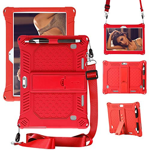 RLTech Case for Dragon Touch Notepad K10, Soft Kid Friendly Light Weight Build in Kickstand Protective Case for Dragon Touch Notepad K10/TEENO 10/Winsing 10/SANNUO 10.1/Haehne 10.1/ACEPAD A121, Red