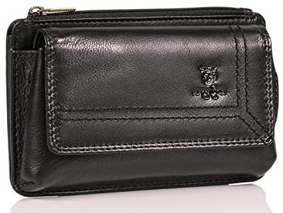 MATADOR #BRISBANE Custodia Cellulare 2in1 Pelle Nero Nappa Velcro | Tasca con Zip, Nobile Confezione Regalo e RFID, Elegante Portacellulare per Smartphone fino a 6,1 Pollici