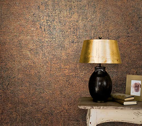 marburg Tapete Braun Schwarz Struktur Rostoptik Metallic für Schlafzimmer Wohnzimmer oder Küche 100% Made in Germany Premium Vlies Qualität 10,05 X 0,53m