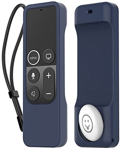 AHASTYLE Fernbedienung Hülle für Apple TV 4K 4. Generation Siri Remote mit Externer AirTag Halter【AirTag Nicht Enthalten】, Silikone Remote Case für Apple TV 4K 4. Generation Fernbedienung(Tiefes Blau)