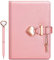 Heart Shaped Lock Diary with Key + Heart Diamond Pen Set for Girls PU Leather Cover Journal Personal Planner Organizers Secret Notebook for Women (Pearl Pink, B6(18 * 13.5CM))