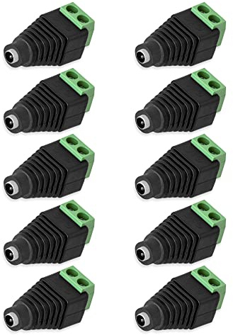 10x DC Buchse Hohlbuchse 1,35mm x 3,5mm Adapter auf Terminal Block 2 Pin Schraubbar Schraubklemme