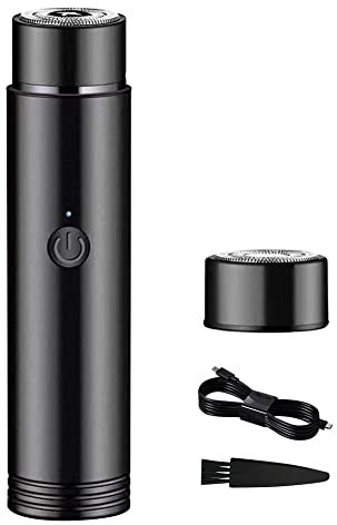 Mini Elektrorasierer Herren, Tragbarer Rotationsrasierer Elektrisch Trimmer USB Wiederaufladbarer Elektrorasierer Rasieren mit Trimmerkopf, Unisex Rotationsrasierer Bartschneider mit LED Display,2W