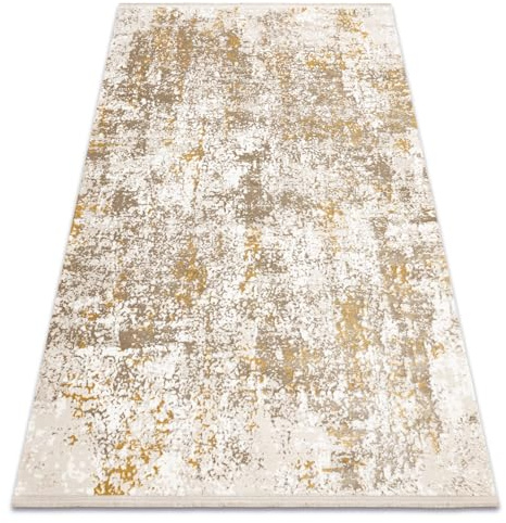 rugsx Moderner Teppich Duke 51546 beige/Gold für das Wohnzimmer, Schlafzimmer, Jugendzimmer, Vintage, strukturiert, sehr weich, Fransen 80x150 cm