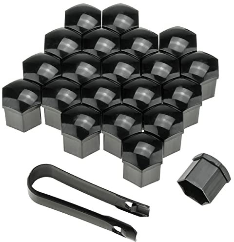 Stix 21x Radschrauben Kappen Abdeckungen mit Abzieher Radschruabenkappe Schwarz SW19