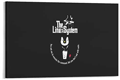 NANXIANG Linux Tux - Der Pate Poster Gemälde Leinwand Wandkunst Wohnzimmer Poster Gemälde 24 x 36i