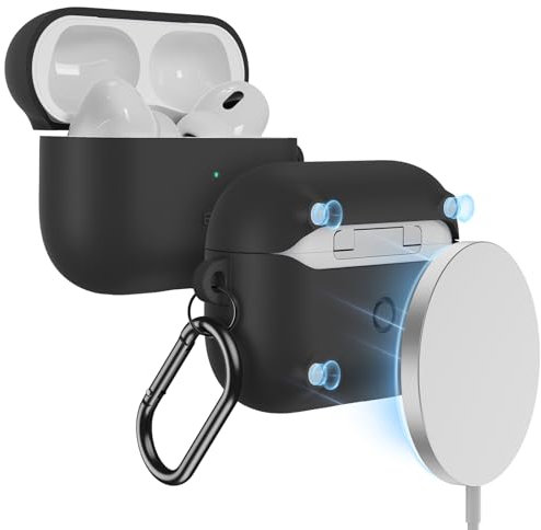 ESR für AirPods Pro 2 Hülle (2023/2022/2019), kompatibel mit AirPods Pro 2./1. Generation (USB-C/Lightning Kabel), unterstützt magnetisches Laden, Sichtbare Statusleuchte, Schwarz