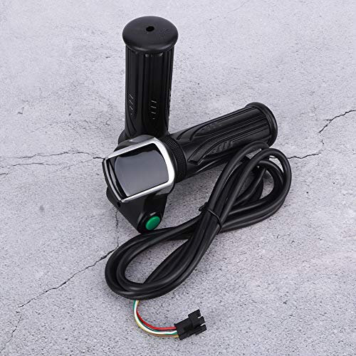 Akozon Electric Bike Throttle, LCD Electric Quantity Display with Switch Ebike Speed Governing Throttle Grip 6 Cores Electric Bike Throttle 48V Ebike 6 Pin Mountain 52V Thumb And Sn (48V)