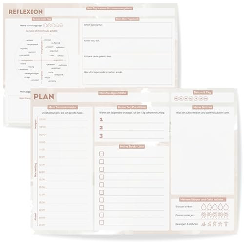 Tagesplaner To-Do-Liste Notizblock von metaFox becoming - Ein guter Tag Planer - 50-seitiges undatiertes Notizbuch - Wochenplaner für Arbeit und Privatleben