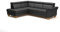 CAVADORE Leder-Schlafcouch Ammerland mit Ottomane / Landhaus-Sofa mit Federkern, Bett, Bettkasten + Kopfteilverstellung / 245 x 84 x 194 / Leder Schwarz